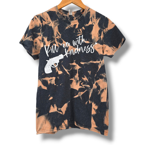 Fruit Of The Loom Women's Tie Dye Boho Kill 'Em With Kindness Graphic Tee Small - Picture 1 of 8